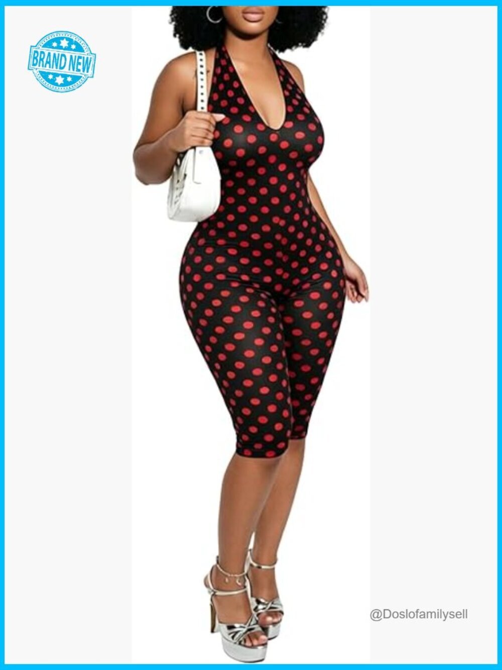 Sleeveless Bodycon Romper V Neck Backless Halter Jumpsuit Clubwear Stretchy